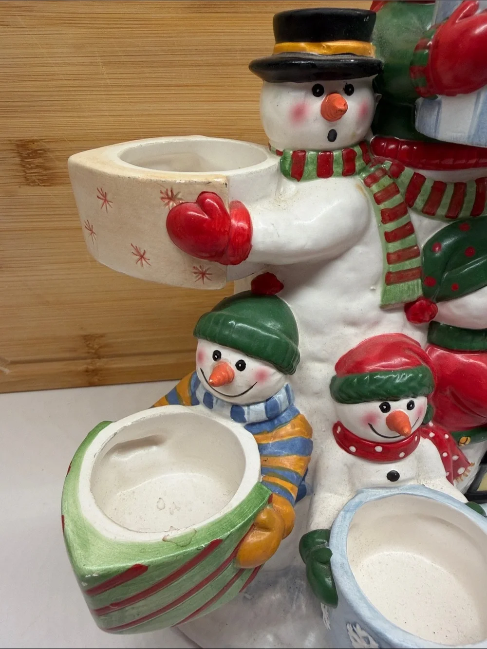 Vintage Yankee Candle Snowmen Pileup Tea Light Votive Holder